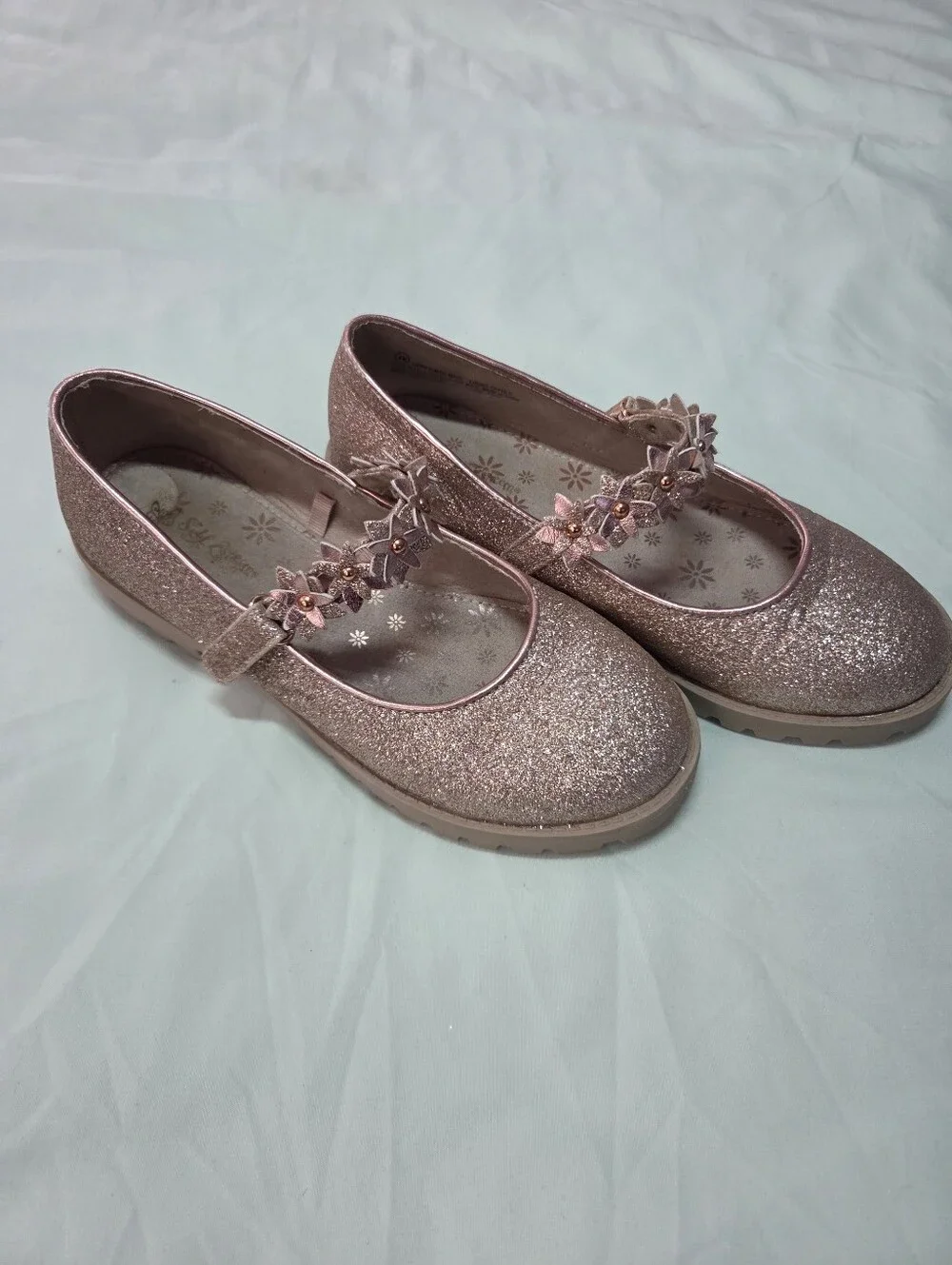 Self Steem Girls Sparkle Style Mary Jane Shoes in Rose Gold Size 4